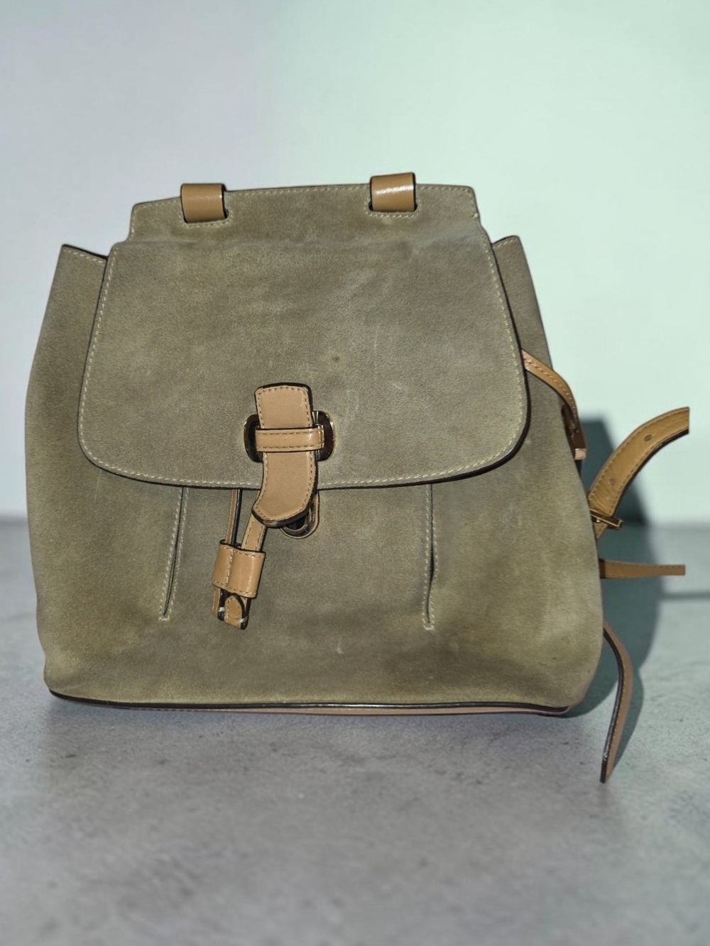 Michael Michael Kors Romy Medium Suede And Leather Backpack-GUC